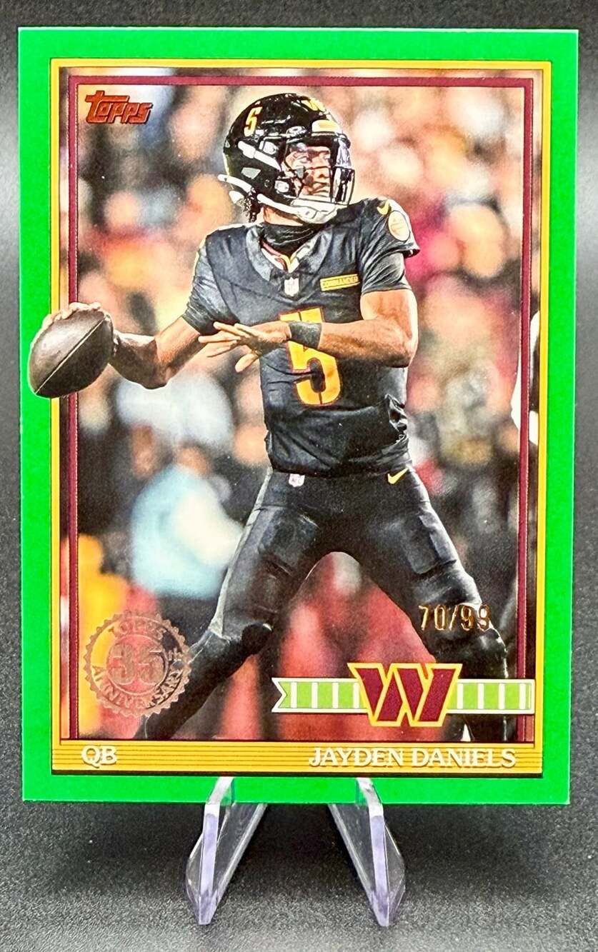 Jayden Daniels 2026 Topps Flagship Washington Commanders Green Football Card /99